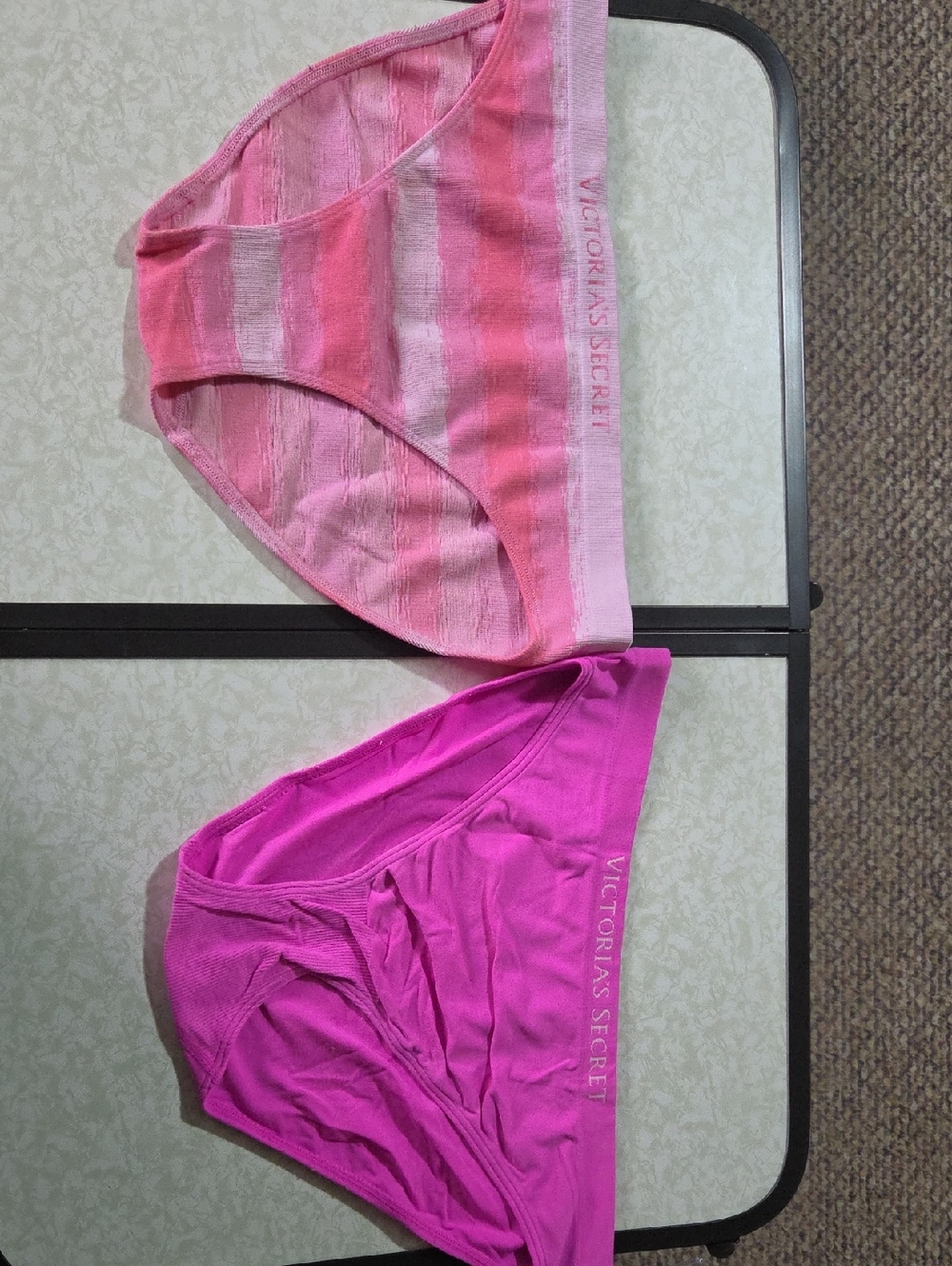 Victoria's Secret Pink Striped & Hot Pink Bikini Briefs **NEVER WORN**